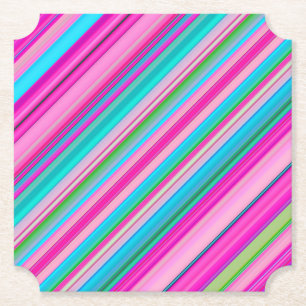 Dessous-de-verre En Papier Conception de motif à rayures arc-en-ciel vibrant
