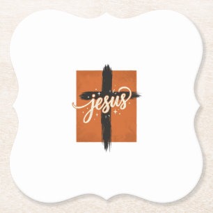 Dessous-de-verre En Papier Conception de T-shirt chrétien Croix Jésus Vintage