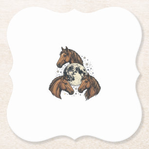 Dessous-de-verre En Papier Conception de T-Shirt vectoriel de cheval de lune 