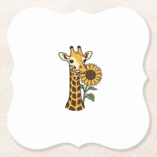Dessous-de-verre En Papier Conception de vecteur de tournesol de girafe vinta