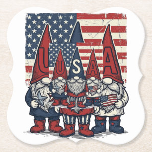Dessous-de-verre En Papier Conception de vecteur vintage de trio de gnome USA