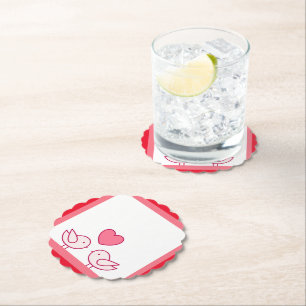 Dessous-de-verre En Papier Conception d'oiseau mignon et de cœur d'amour