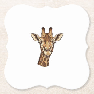 Dessous-de-verre En Papier Conception vectorielle de tête de girafe gravée vi