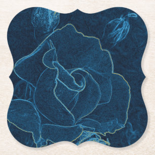 Dessous-de-verre En Papier contour de rose bleue