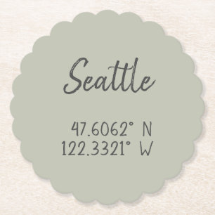 Dessous-de-verre En Papier Coordonnées GPS Seattle Longitude Latitude      