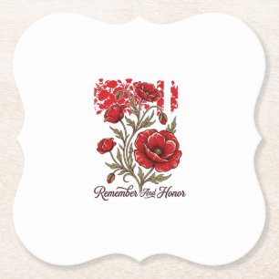 Dessous-de-verre En Papier Coquelicot Rouge Se souvenir et honorer Vintage Ch