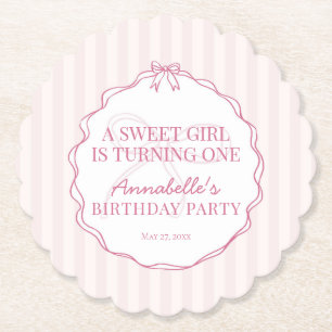Dessous-de-verre En Papier Coquette rose Bow Pastel Anniversaire