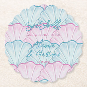 Dessous-de-verre En Papier Coquillages Océaniques et Cloches de Mariage