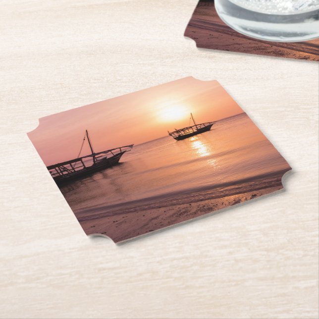 Dessous-de-verre En Papier Coucher de soleil à Zanzibar (Incliné)