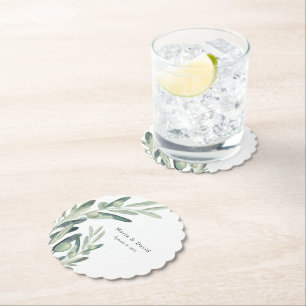 Dessous-de-verre En Papier Couronne élégante de pousses d'olive pour cadeau d