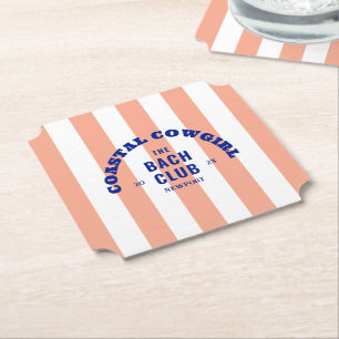 Dessous-de-verre En Papier Cowgirl Côtière Le Club Bach Rayure Cabane Rose