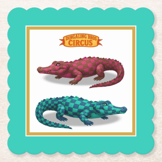 Dessous-de-verre En Papier Crawford, painted circus crocodile (Devant)