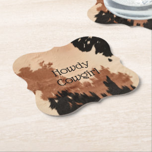 Dessous-de-verre En Papier Crème Brown de cowhide