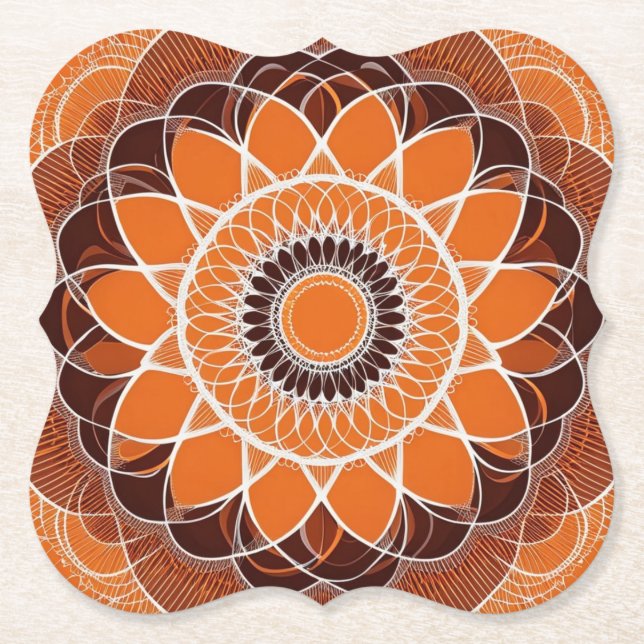 Dessous-de-verre En Papier Crème Brown orange (Devant)