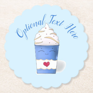 Dessous-de-verre En Papier Crème en latte et écaillée (bleu)