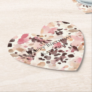 Dessous-de-verre En Papier Crème rose Brown léopard Anniversaire