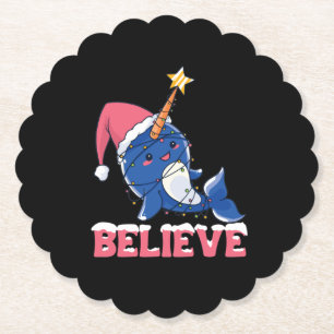 Dessous-de-verre En Papier Croyez Narwhal Noël Fée Lumières
