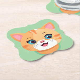 Dessous-de-verre En Papier Cute chat chaton Visez animaux de compagnie fête d