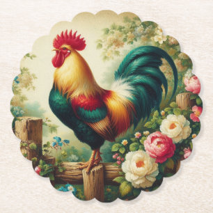 Dessous-de-verre En Papier Cute coq rustique/vintage