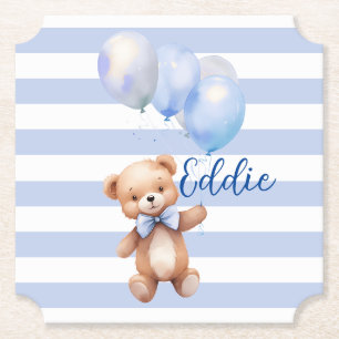 Dessous-de-verre En Papier Cute petite ours en bleu