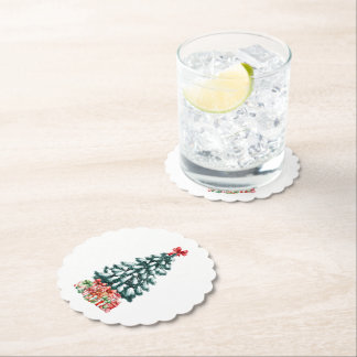 Dessous-de-verre En Papier Cute Snowy Christmas Tree