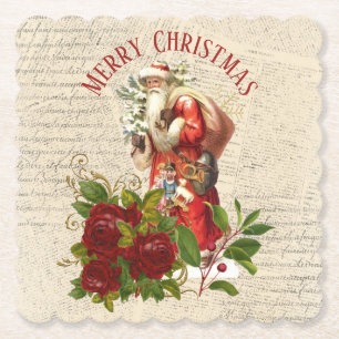 Dessous-de-verre En Papier Découpage d'antiquité vintage du Père Noël victori