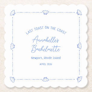 Dessous-de-verre En Papier Dernier toast sur la Côte Bachelorette Party Blue