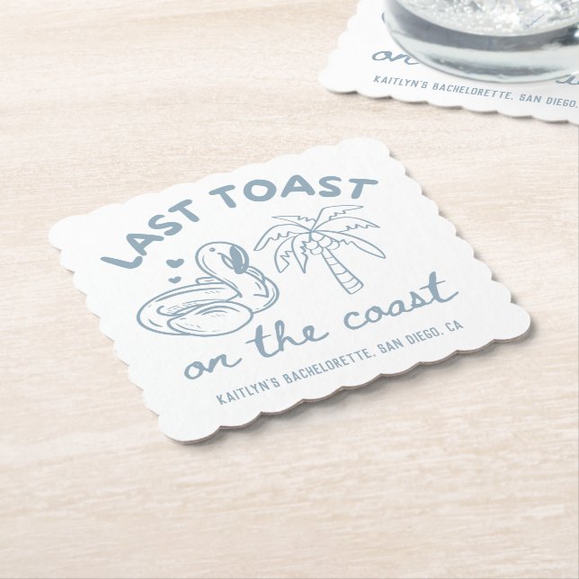 Dessous-de-verre En Papier Dernier Toast sur la Côte Carreaux de fête de Bach (Incliné)