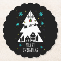 Design d'arbre de Noël avec traîneau noir