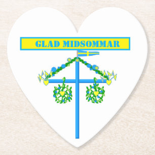 Dessous-de-verre En Papier design scandinave, Personnalisé Glad midsommar