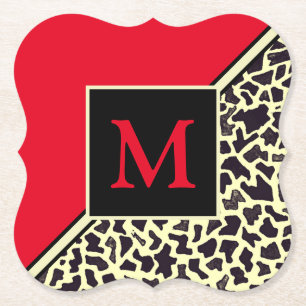 Dessous-de-verre En Papier Dessous de verre de léopard rouge Monogramme perso
