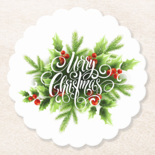 Dessous-de-verre En Papier Dessous de verre de Noël Holly Joyry