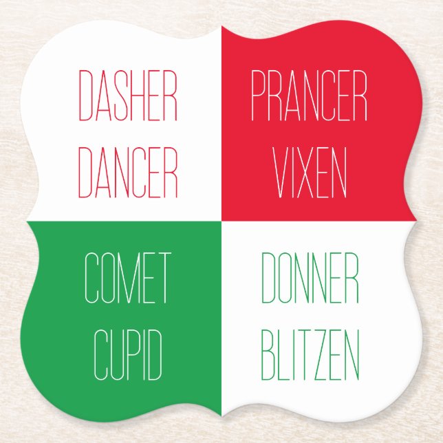 Dessous-de-verre En Papier DESSOUS DE VERRE de papier de poche RINDEER NOMS (Devant)
