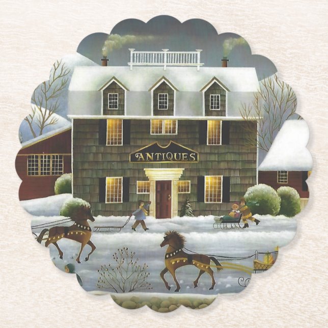 Dessous-de-verre En Papier Dessous de verre d'hiver de Cape Cod (Devant)