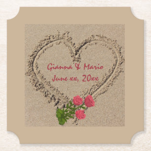 Dessous-de-verre En Papier Dessous de verre en papier Rose et Coeur de sable