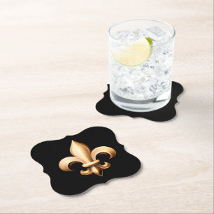 Dessous-de-verre En Papier Dessous de verre Fleur De Lis - Noir & Or