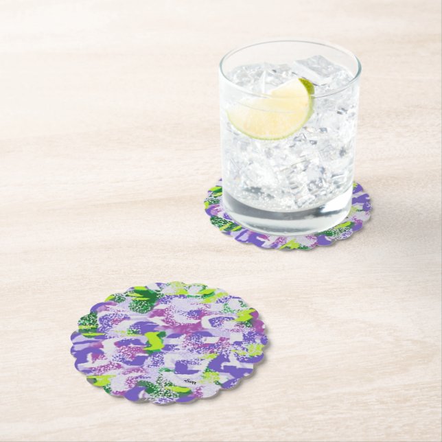 Dessous-de-verre En Papier Dessous de verre : Fleurs violettes (En situation)