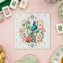 Dessous de verre floral Mahjong oiseau élégant