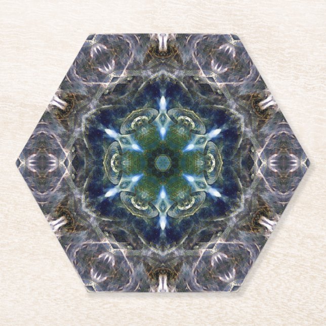 Dessous-de-verre En Papier Dessous de verre papier Carré Folk Mandala (Devant)