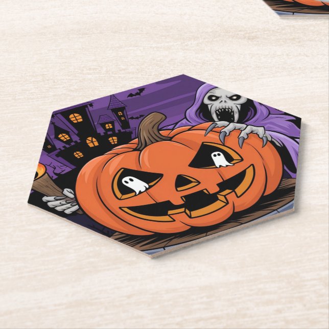 Dessous-de-verre En Papier Dessous de verre papier Halloween (Incliné)