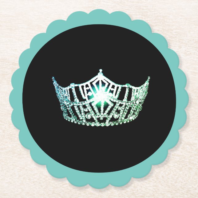 Dessous-de-verre En Papier Dessous de verre papier Miss America Aqua Crown Sc (Devant)
