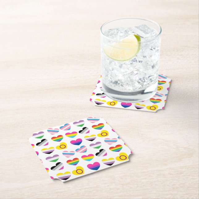 Dessous-de-verre En Papier Dessous de verre Pride Hearts (En situation)