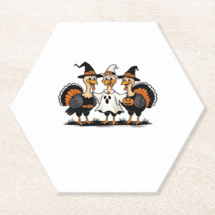 Dessous-de-verre En Papier Dinde Halloween Boo, dinde de Thanksgiving, drôle 