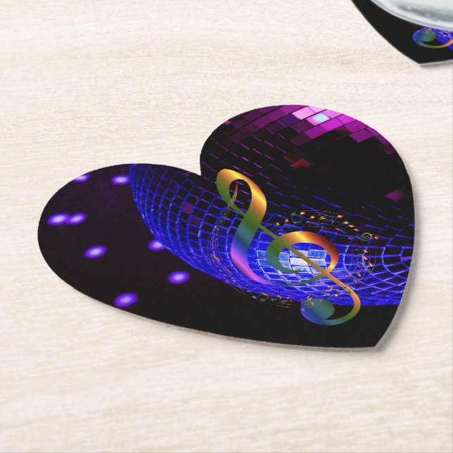 Dessous-de-verre En Papier Disco Ball Treble Clef (Incliné)