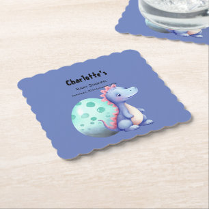 Dessous-de-verre En Papier Douce Baby Shower Dinosaure Aquarelle