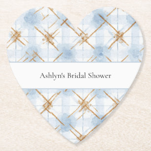 Dessous-de-verre En Papier Douce Mariée Bleu Crème Brun Rayures
