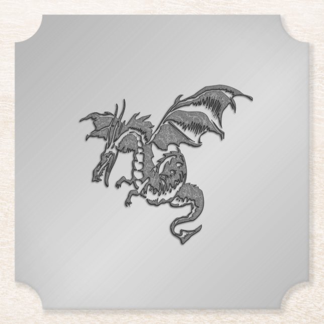 Dessous-de-verre En Papier Dragon d'argent (Devant)