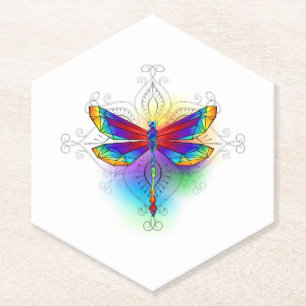 Dessous-de-verre En Papier Dragonfly en arc-en-ciel