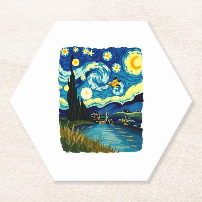 Dessous-de-verre En Papier Dragonfly Starry Night (3) (Devant)