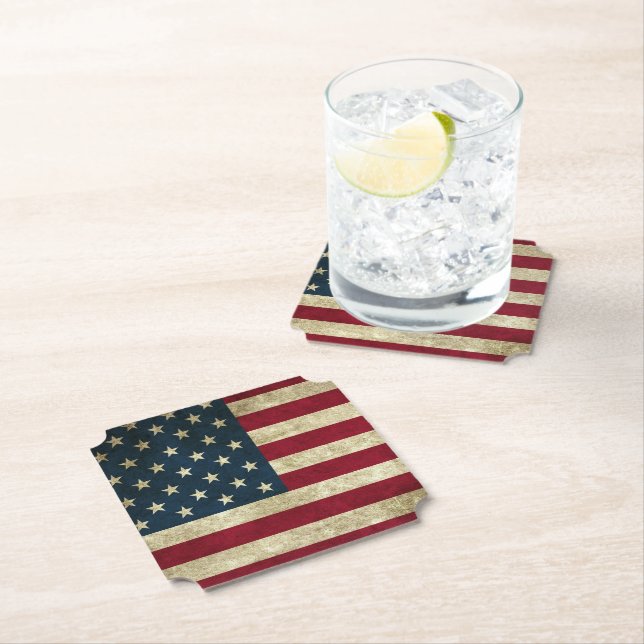 Dessous-de-verre En Papier Drapeau américain (En situation)